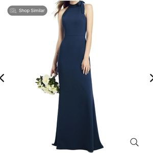 After Six Bow-Neck Open-Back Trumpet Gown In Midnight Women's Size 4 NWT